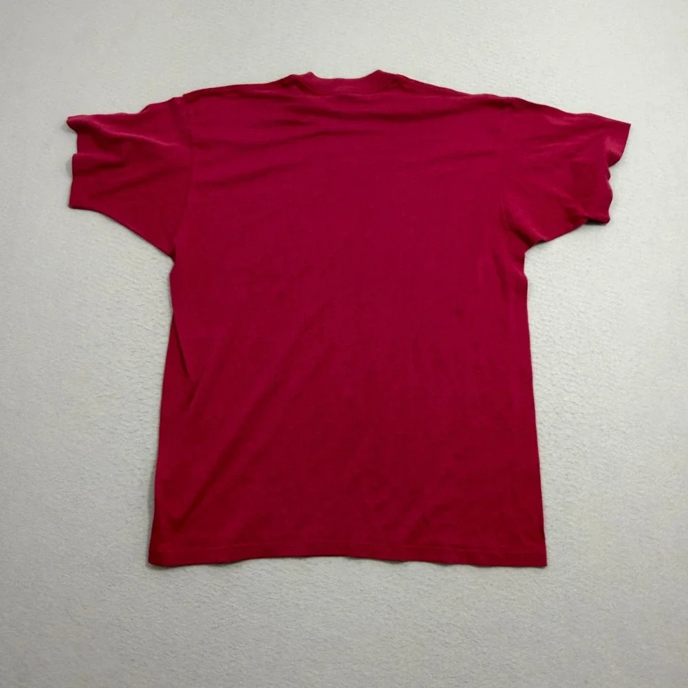 Vintage Pocket Tee Shirt Medium Red 90s Single Stitch Paper Thin Lightweight